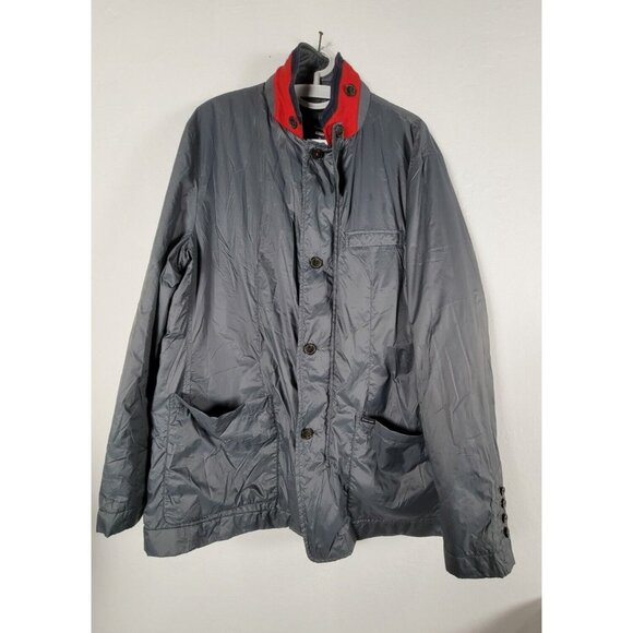 Faconnable Men's Lightweight Jacket Size XL Gray with Red Collar Casual Outdoor - Picture 1 of 9
